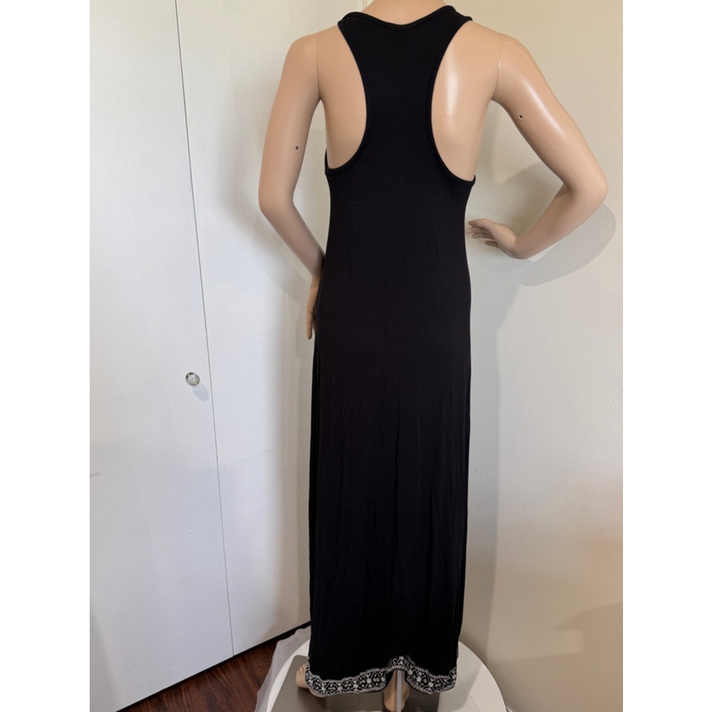 Women's Solitaire embroidered Maxi Dress Size M Black Sleeveless racerback - Picture 4 of 8